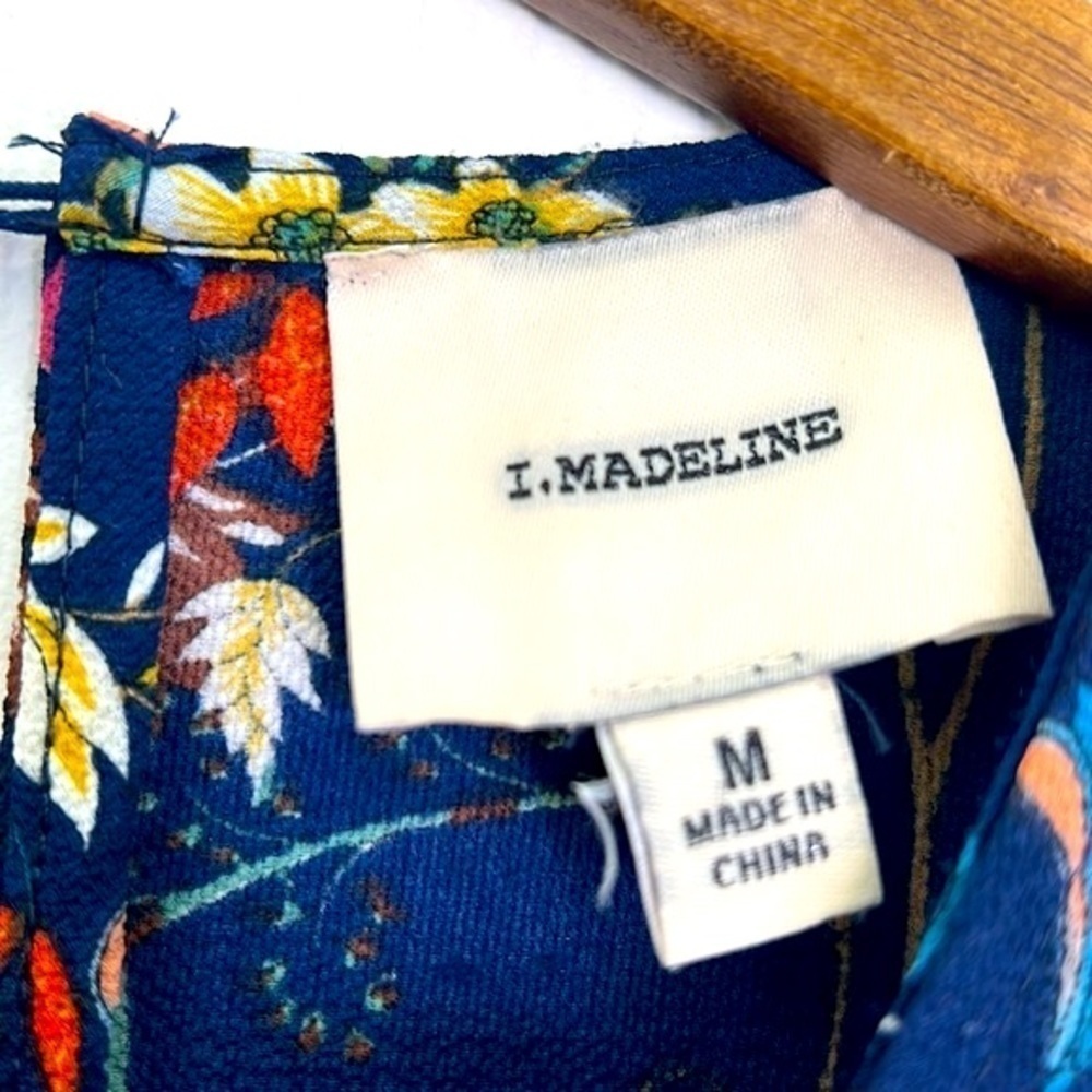 I.Madeline - Navy Garden Splendor Floral Midi Long Sleeve Dress Size Medium - Picture 9 of 12